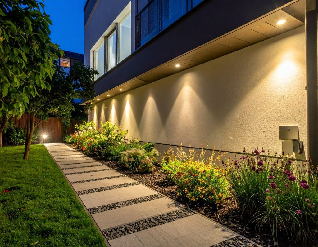 住家入口處兩側安裝太陽能感應燈,兼顧安全與設計感 住家入口處兩側安裝太陽能感應燈,兼顧安全與設計感