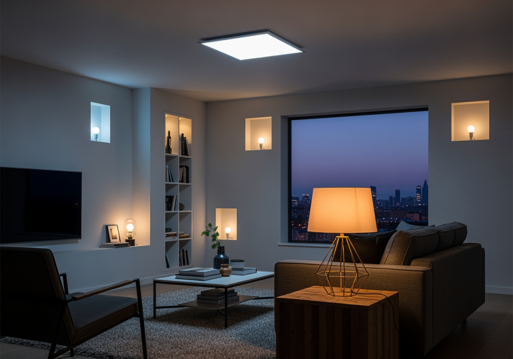 裝滿LED燈飾的客廳