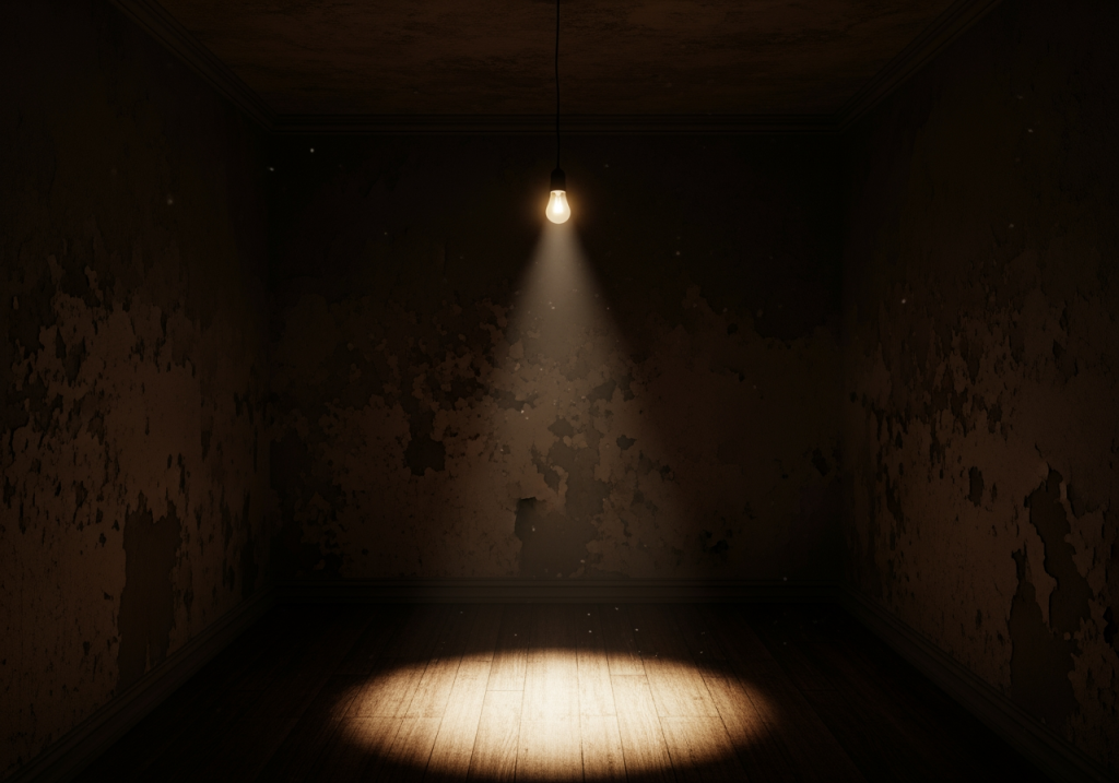 小房間中只點亮一顆燈泡