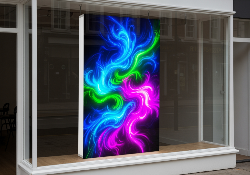 商店櫥窗中使用卡布燈箱展示主視覺