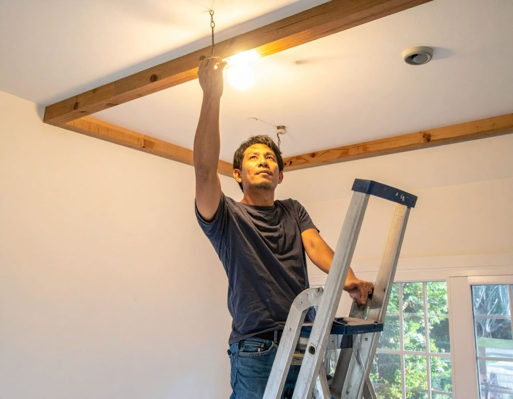 家庭客廳夜間開燈仍顯昏暗 家庭客廳夜間開燈仍顯昏暗