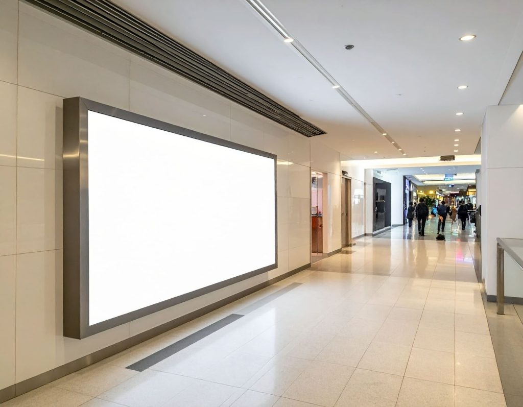 室內商場走道的懸掛式 LED 燈箱