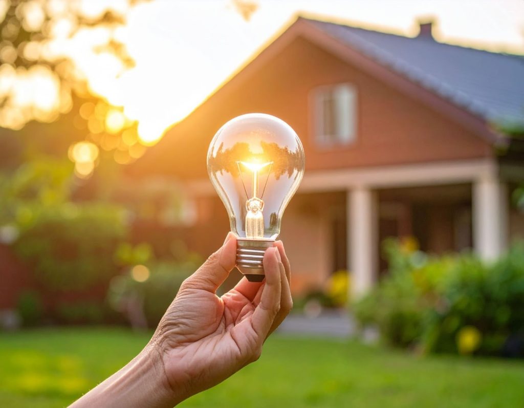 屋主拿起燈泡查看