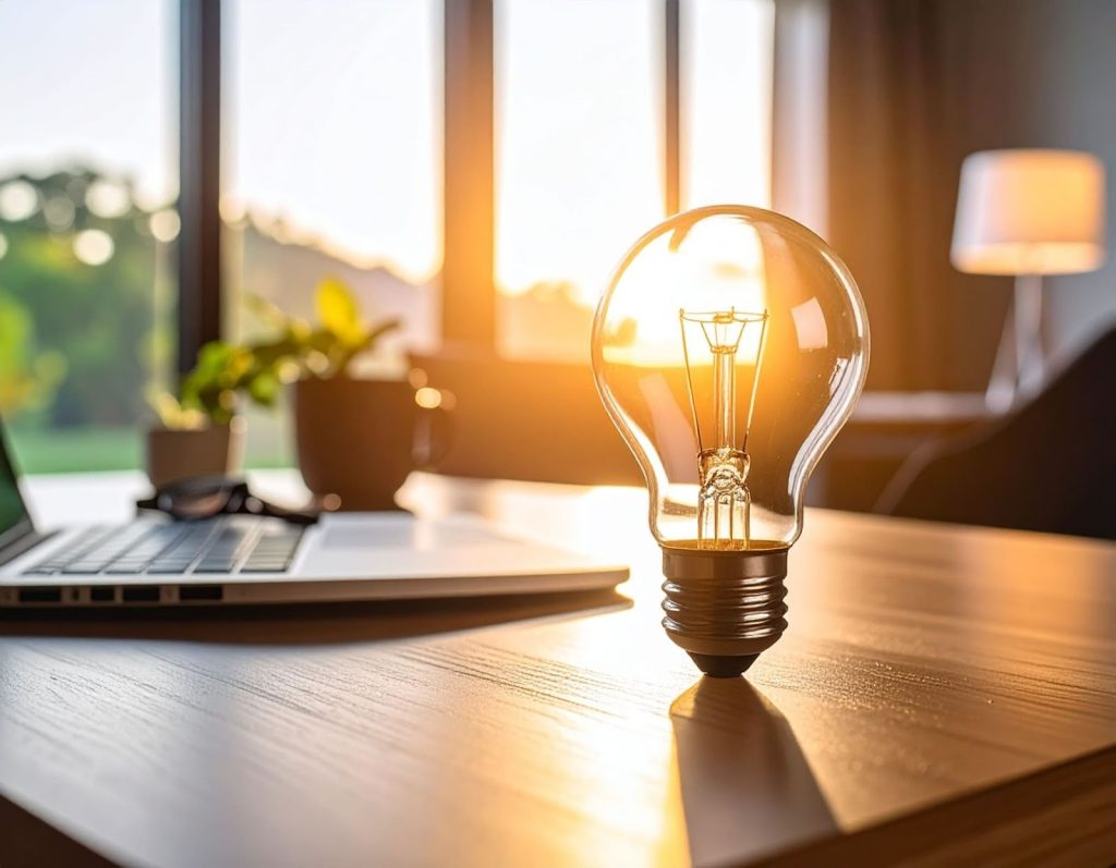 放在桌上的燈泡