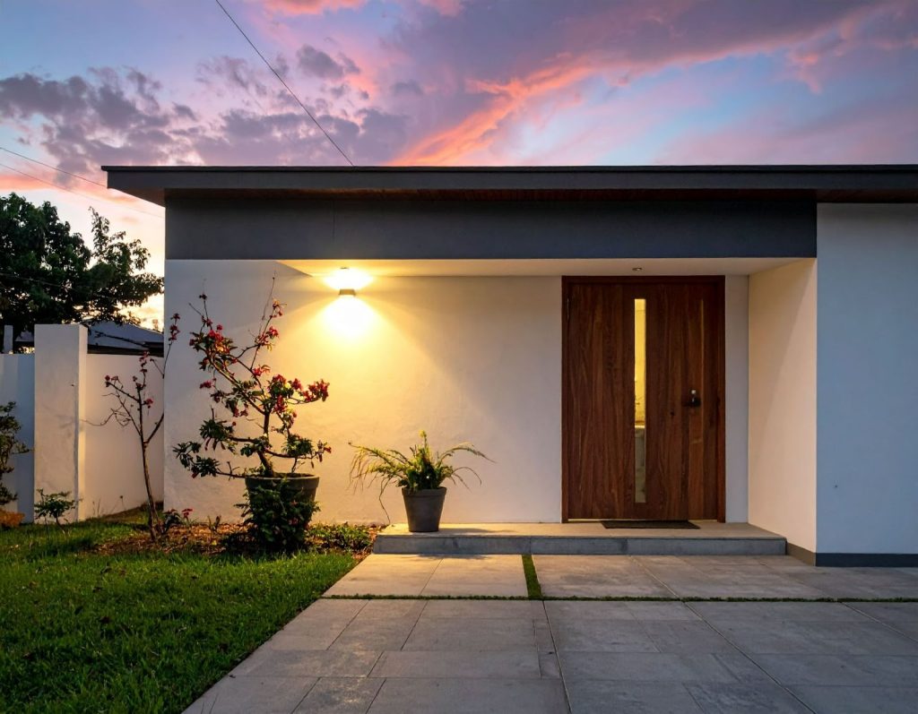 房屋入口牆面太陽能燈照明效果