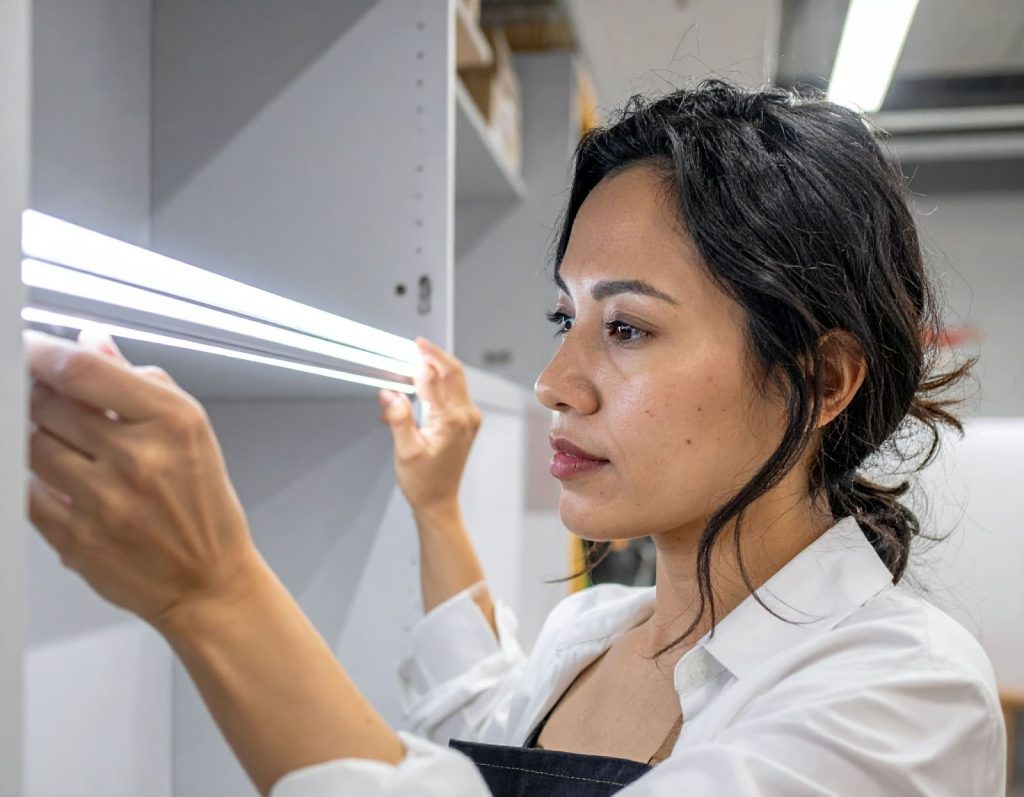 LED 燈條貼在木板背面發光 LED 燈條貼在木板背面發光