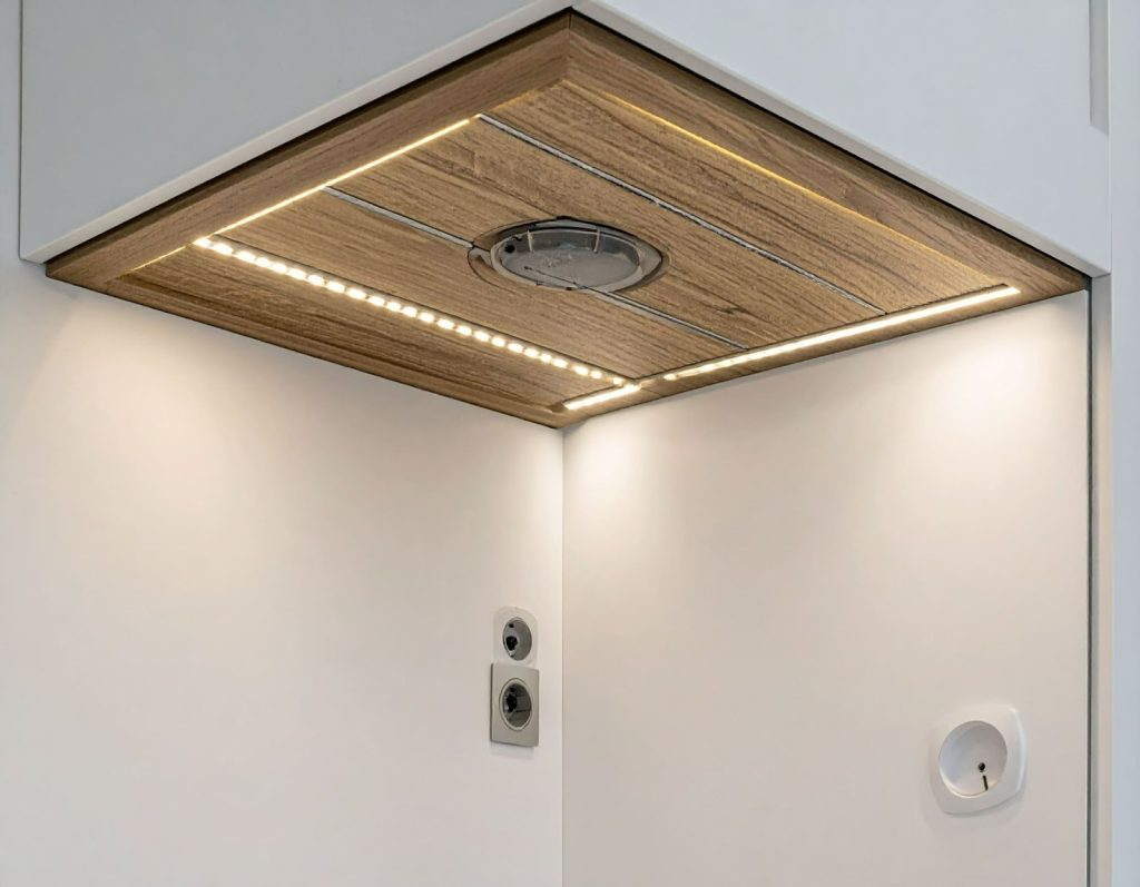 櫃子下方貼著 LED燈